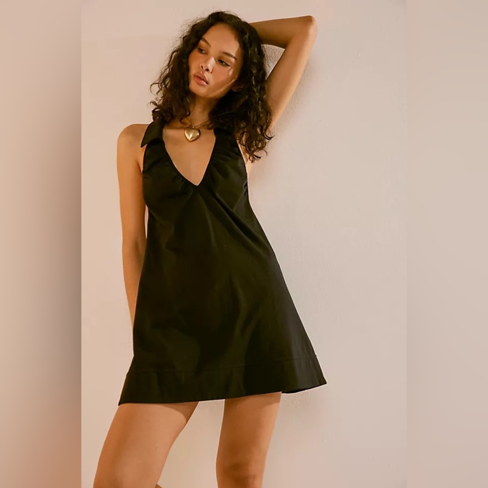 Free People Black Marley Mini Dress